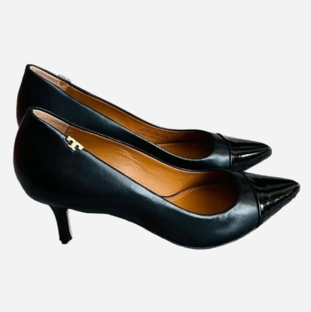 Tory Burch Penelope 65MM Black Leather Pumps Women’s Size 5.5 Made in Italy - Picture 7 of 9